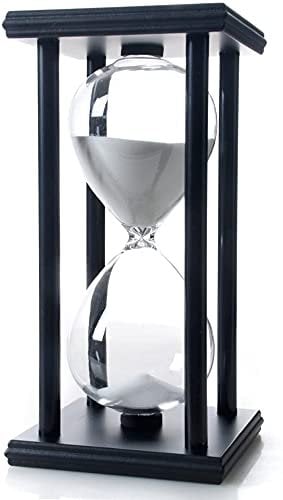 JIEHET Sablier de 45 Minutes avec Décoration pour Enfants - Horloge de Sable pour Chambre, Anniversaire, Thé, Table Basse, Bibliothèque, École - Jeu Décoratif en Bois (Blanc)