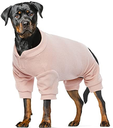 PUMYPOREITY Hund Onesie, Hund Kleidung Weich HundPullover Atmungsaktiv Hund 4-beinige Hundepyjamas Jumpsuits Bodysuits Hund T-Shirts Bekleidung Puppy Overall(Rosa, XL)