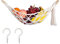 WUDQIJI Frucht Gemüse Hängematte Lang 56cm Obst Hängematte Obstkorb hängend Obst Hängekorb Küche Hängend Spielzeug Organizer mit 2 Stück Schraubhaken für Küche Wohn Badezimmer Schlafzimmer