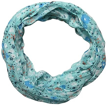 beybey® Damen Seide Loop Schal mit Blumenmuster - Wunderschön und Fein - Seidenschal - Schlauchschal (LUX1 Mint)