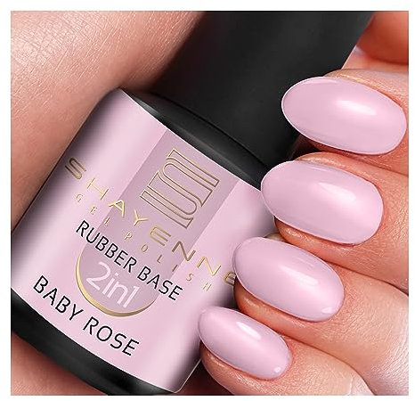 SHAYENNE 2in1 Rubber Base Color Baby Rose Gel Nagellack 15 ml für UV LED Lampe | MADE in Germany | Cover Gel Nail Polish for UV Nail Lamp | LED Nagel Lack Gellack Nagelgel