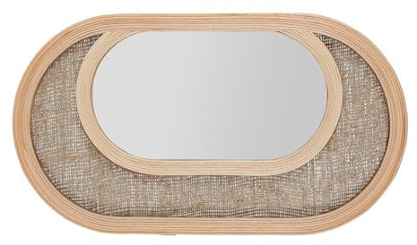 Ostaria Spiegel Luna, oval, Rattan, Leinen