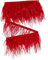 GORGECRAFT Fransenbesatz Aus Straußenfedern 3m 10-15cm Breit Flauschige Straußenfedern Besatz Mit Satinband Für Heimwerker Nähen Basteln Karneval Kostüme Bühnenkleidung Hochzeitsdekoration Rot
