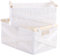 OUTBROS Körbchen Geflochten, Aufbewahrungskorb mit Griff, Dekorative Arbeitsplatte Toilettentank Regal Schrank Organizer für Schlafzimmer Wohnzimmer, Weiß，2er Set,Große Größe