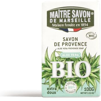Maître Savon de Marseille - Aloe Vera Seife 100 g – Bio Marseille COSMOS Organic – Feuchtigkeitsspendend & Weichmachend