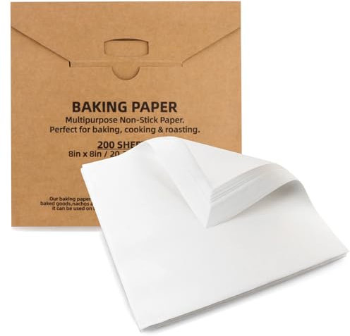 Tikxlafe 8x8 Inch Parchment Paper Sheets 200 Pcs, White Non-Stick