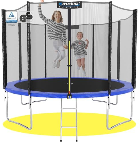 KINETIC SPORTS Trampolin Outdoor Salto Ø 244 cm - TÜV Rheinland geprüft, Kindertrampolin Gartentrampolin Set mit Netz, Randpolster, USA Sprungtuch – bis 120 kg, Blau