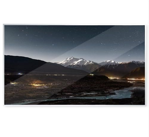 WANDURLAUB - Dein Bild auf Acryl - Komfort Edition XXL - 100x60 cm Acrylglas - Brillanter Druck hochwertiger weißer Aluminum Rahmen inkl. Wandhalterung - HD Druck (02. Berg Tal und Sternenhimmel)