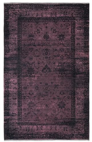 TESSO LIVING Moderner Vintage Boho Teppich - Bordeaux Rot 120 x 160 cm - Maschinenwaschbar und rutschfest Kurzflor Teppich - bringt Wärme in Wohnzimmer und Schlafzimmer