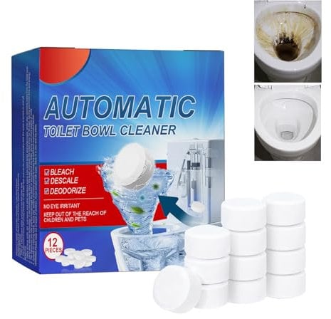 ThrivingAura 12PCS Toilet Bowl Cleaner,Toilet Cleaning Toilet Descaler Heavy Duty,Toilet Active Cleaner Tablets,Toilet Limescale Remover,Toilet Cleaner&Descaler,Bleach Cleaner,Fizzy Toilet Deodoriser