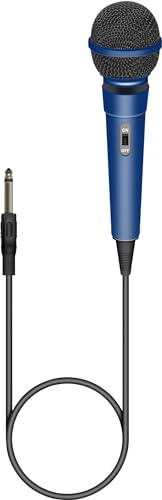 SoundLAB Dynamic Unidirectional Karaoke Microphone With Fixed 6.35mm Jack Lead 3m Length For Singing, Presentations, Practice, Home Party, Celebration, Perforamce, Kids, Adults, Portable Blue