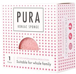 PURA Konjac Schwamm SISTER YOUNG – 100% natürliche Gesichtsreinigungs-Schwamm aus Konjakpflanze – Sanftes Peeling & Feuchtigkeit für empfindliche Haut – Vegan & biologisch abbaubar (Pink)