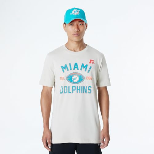 MIAMI DOLPHINS New Era Cap NFL Regular T-Shirt Distressed Screenprint Team Graphic Stone Unisex