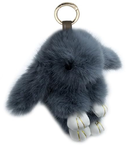Xsclpomddy Mini Plüsch Hase Schlüsselanhänger Plüsch-Häschen Schlüsselanhänger Pom Poms Taschenanhänger Handtasche Autoschlüssel Dekoration,dark gray