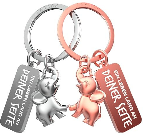 FABACH Liebe Schlüsselanhänger für Paare - Elefanten mit Herz - Ich liebe dich Schlüsselanhänger - Geschenk für Freundin und Partner