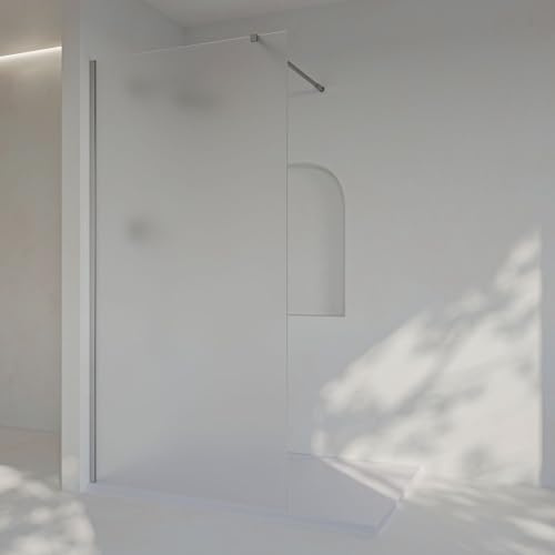 SOULHOME Paroi de douche Walk-In translucide, verre de sécurité MAT sablé 8 mm anticalcaire, 60 cm de large x 200 cm de haut, profilé chrome