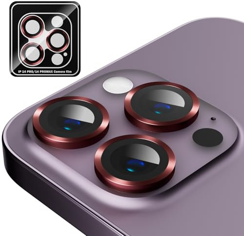 MINUUISCT Protector de lente de cámara compatible con iPhone 12 Pro Max, protector de pantalla de cristal templado ultra HD inastillable, color rojo