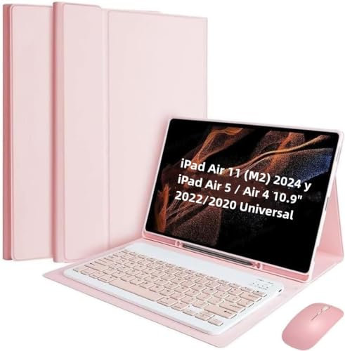 Cover per iPad Air 5/4 Generazione (5 2022 / 4 2020) iPad Air 11(M3 2025 / M2 2024) 10.9-11 Pollici con LtalianoTastiera Essere Caricata Keyboard Bluetooth Mouse con Scanalatura Portapenna Case