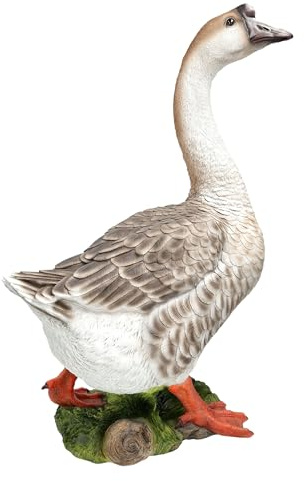 Figuren Shop GmbH Gartenfigur Gans XL – Wetterfeste & handbemalte Höckergans für Garten, Hof & Terrasse, Polyresin, 64 cm