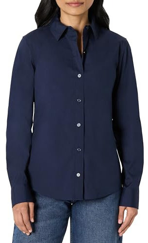 Amazon Essentials Women's Stretch Poplin Button-Up Dress Shirt