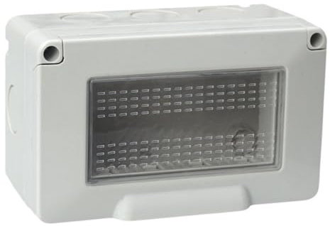 Contenitore grigio da parete per moduli, compatibile con Vimar Plana, 4 moduli, IP55 da esterno, Scatola per impianto elettrico, tecnopolimero ad alta resistenza, per pulsanti, prese, interruttori