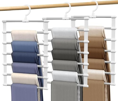 Hosenbügel platzsparend，2er-Pack mehrschichtige Hosenbügel aus Metall für Damen, um 360° drehbarer Schrank-Organizer für Röcke, Jeans, Kleidung, Krawatte, Gürtel, Schal und Handtuch