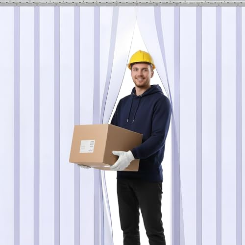SHANNA PVC Streifenvorhang 7Stk.20x200cm Lamellenvorhang, Transparent Türvorhang, Wetterfest Wärmeschutzvorhang Thermovorhang Kälteschutz für Stallvorhang Kühlhäuser, Lagerhallen und Shops