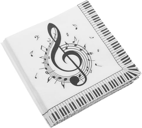 Papier Musiknoten Papierservietten 100 Stück für Tischdekoration | Gemusterte Servietten mit Notenmotiv, Kreative Partydekoration, für Innenräume und Musikmotto Feiern