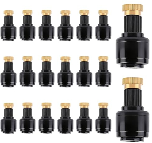 Kalolary 20PCS 1/4 Copper Atomizing Nozzle, 6mm Micro Mist Sprinklers | Quick Connect Drip Irrigation Sprayer for Garden Cooling, Lawn, Vegetables, Greenhouse Irrigation System
