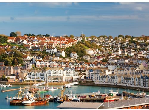 HUADADA Puzzle 1000 Teile Brixham Hafen - Landschaftspuzzle für Erwachsene, 1000 Teile, Premium Puzzle mit Malerischer Hafenstadt Ansicht, Puzzle-Liebhaber