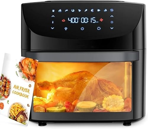 Heißluftfritteuse Backofen 18 Liter | Smart Touchscreen Elektroofen Mit 10 Voreinstellungen & 7 Zubehörteilen | Kompakte Fritteuse Ohne Drehkorb Für Gesundes Frittieren, Backen & Grillen