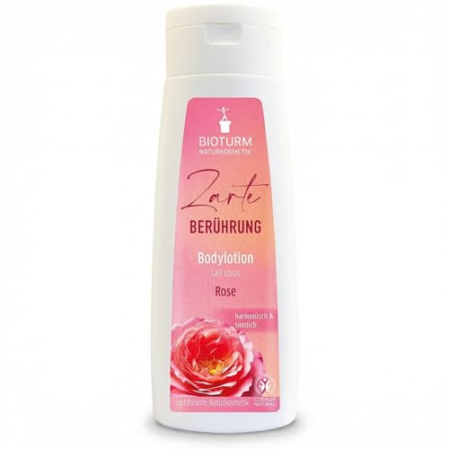 BIOTURM Bodylotion Rose Zarte Berührung – Feuchtigkeitsspendende Körperlotion mit Rosenduft – Bio-Sheabutter & Bio-Jojobaöl – Für seidig-glattes Hautgefühl – 100% vegan – 200ml