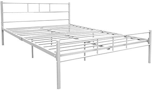 Vida Designs Dorset King Size Bed Frame, 5 ft Metal Bed Frame Bedroom Furniture, White