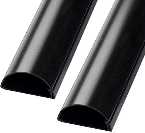2m (2X 100cm) – 30mm x 15mm Black Trunking | Half Round Cable Conduit Cover | HDMI AV TV Ethernet & Audio Wire Ducting | Wall Tidy Management | Self-Adhesive Backing *Easy Install* | Skirting Home