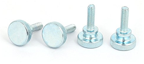 sourcingmap M6x20mm Flat Knurled Head Fully Threaded Thumb Screws Bolts Fastener 4pcs