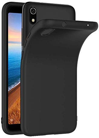 COPHONE® Coque Noir Compatible avec XIAOMI REDMI 7A, Housse Etui Noir en Gel TPU Silicone Souple Ultra Mince avec Anti Choc