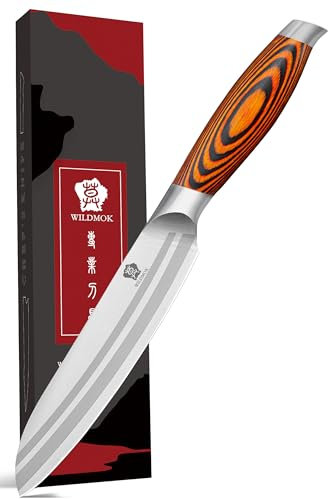 WILDMOK 5 Kitchen Utility Knife Premium German Steel Sharp Blade Multipurpose Use with Ergonomic Pakkawood Handle