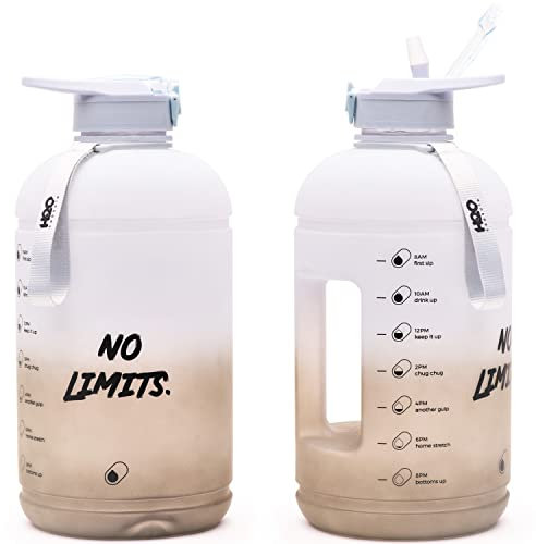 H2O Capsule Inspo Bouteille d'eau avec marqueur de temps et paille pour la motivation des apports quotidiens Grande gourde sans BPA 3,6 l