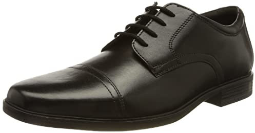 Clarks Herren Howard Cap Shoes, Black Leather, 41 EU