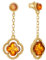 ANDANTE Premium Collection - Echter OSTSEE Bernstein Ohrstecker Ohrringe Ohrhänger in 925 Sterling Silber 14K Gold ** Kleeblatt ** Zertifiziert - Gold des MEERES - Farbe COGNAC