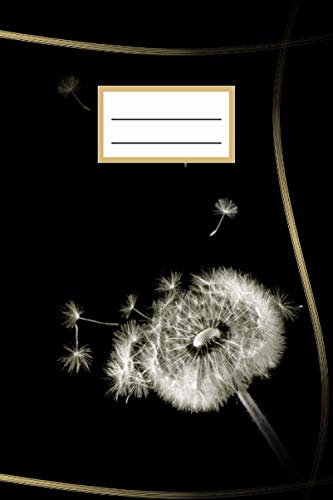 Softcover Notizheft A5 liniert ohne Rand mit nummerierten 100 Seiten & Deko Muster für Schule Büro Uni Arbeit & Heim: Alltag Journal mit Pusteblume ... & Erwachsenen| Gold schwarz edles Motiv