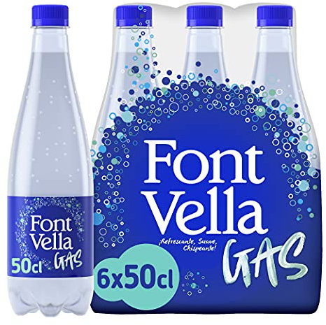 Font Vella Gas, agua mineral natural con gas - pack de 6 x 50cl