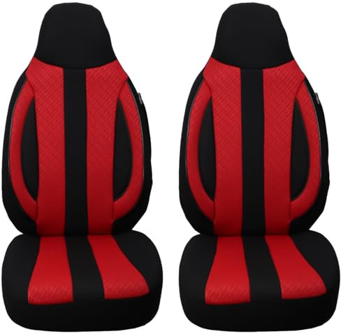 BREMER SITZBEZÜGE Maß Piloten Auto Schonbezüge kompatibel mit Smart fortwo 451 Fahrer & Beifahrer ab 2007-2014 / Auto Sitzbezüge Schonbezug Set Autositzbezüge 2er Pack in Schwarz/Rot (SMD502)