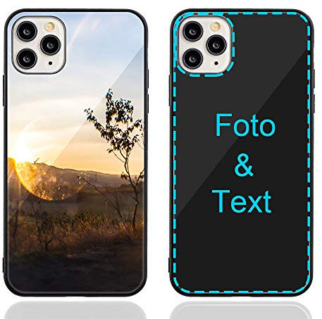 MXCUSTOM Personalisierte Handyhülle für Apple iPhone 11 Pro Max, Benutzerdefiniert Kratzfest Gehärtetes Glas Weicher Stoßfänger Hülle mit Eigenem Foto Bild Text Individuelle Schutzhülle (GHS-BK-P1A)