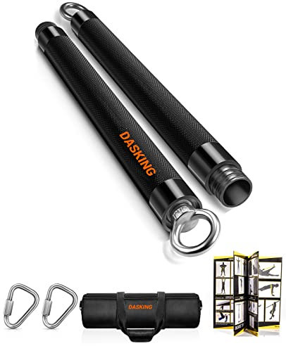 DASKING Fitnessbänder Widerstandsbänder Stange, Fitnessgeräte für Zuhause -90cm/35,4 Detachable Resistance Bands Bar Set mit Dreieckshaken,Yoga Pilates Bars, Workout Full Body Fitness Stange(Schwarz)