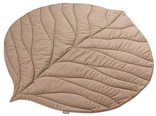 Bellochi Spielmatte für Baby und Kinder - Beige - 138x120 cm - Universal Spielteppich zum Krabbelnlernen - für Innen- und Außenbereich - Weiches Veloursstoff - Blattform