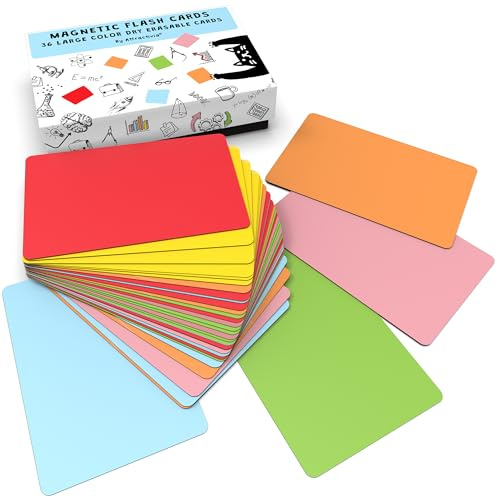 Dry Erase Magnetic Labels 5.6 x 3.7 in, Solid Colors, Large Dry Erase Magnets, 36-Pack, Colored Erasable Write-On All-Purpose Labels, for Office, Education, Home, Whiteboard