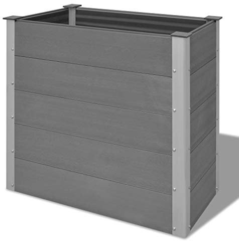 Chenshu Garten-Hochbeet, Pflanzkübel, Kräuterbeet, Hochbeete-kit, Schneckenzaun, Pflanztrog, Pflanzgefäße, Pflanzfolie Für Hochbeet,Teichbecken, WPC 100 x 50 x 91 cm Grau