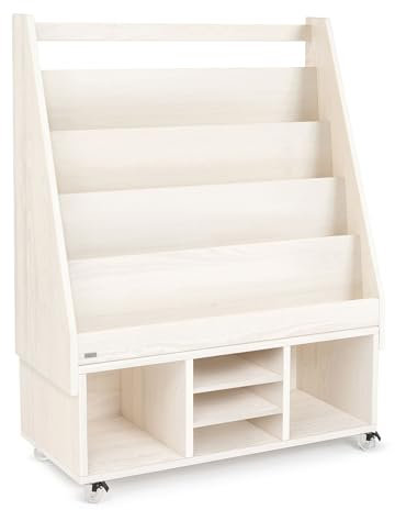BioKinder Bücherregal Rollregal Kinder-Regal Zeitungsständer Robin aus zertifiziertem Massivholz Kiefer 90 x 37 x 150 cm