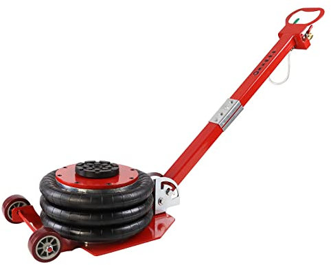 XMTECH 3T Pneumatischer Wagenheber 6600 lbs, Luftkissenheber Luftheber Luftkissen Wagenheber 3 Ringe Druckluft Drehbaren Hebebühne für Familienautos KFZ PKW - Rot